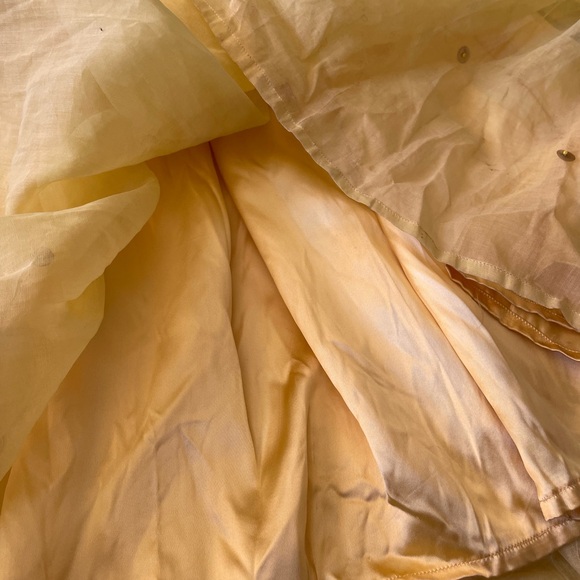 Vintage 50s Party Dress Dance Prom Yellow Satin Chiffon Fit Flare Size XS s - Picture 11 of 11